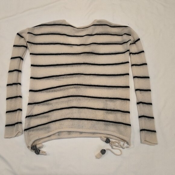 CALYPSO White and Black Striped Long Sleeve Cashmere Sweater Size XS - Picture 2 of 10